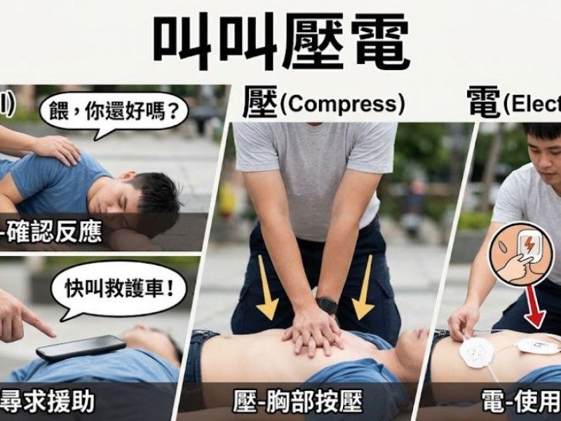 最新急救口訣「叫叫壓電」，人人都能成為救命英雄！