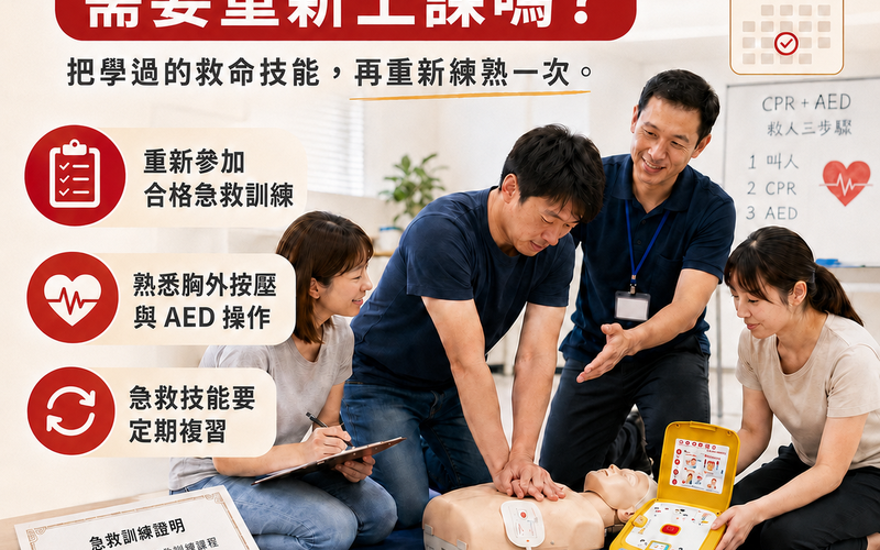 CPR＋AED證照過期怎麼辦？需要重新上課嗎？